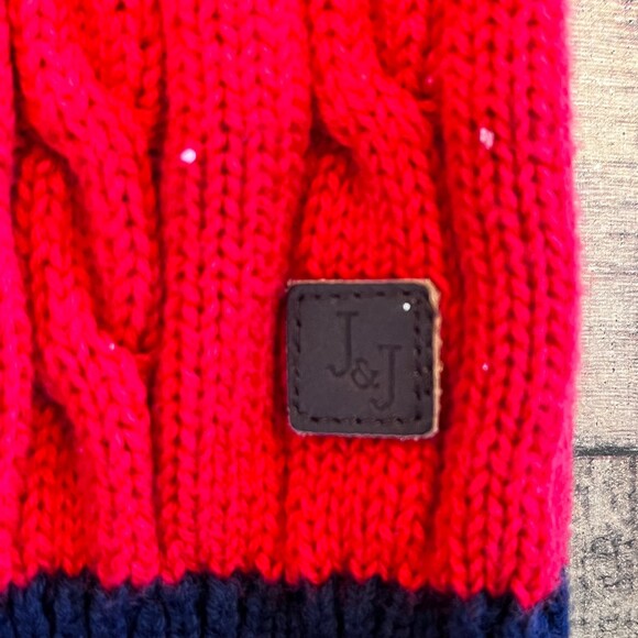 Janie and Jack Red Cable Knit Vest V-Neck Blue Stripe Trim 3-6mos Preppy - Picture 3 of 6